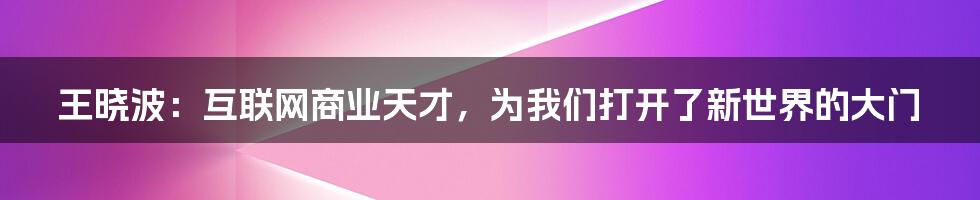 王晓波：互联网商业天才，为我们打开了新世界的大门