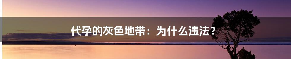 代孕的灰色地带：为什么违法？