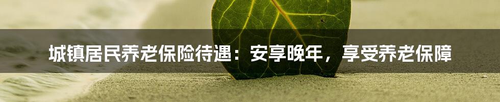 城镇居民养老保险待遇：安享晚年，享受养老保障