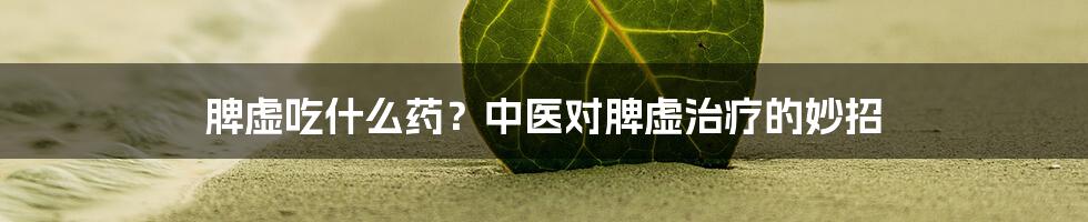 脾虚吃什么药？中医对脾虚治疗的妙招