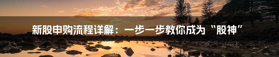 新股申购流程详解：一步一步教你成为“股神”