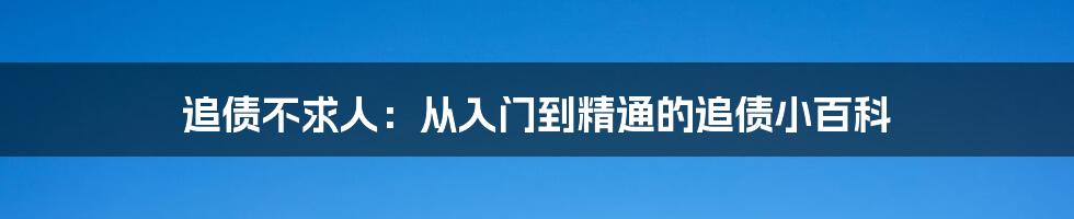 追债不求人：从入门到精通的追债小百科