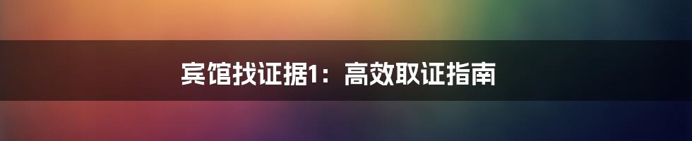 宾馆找证据1：高效取证指南