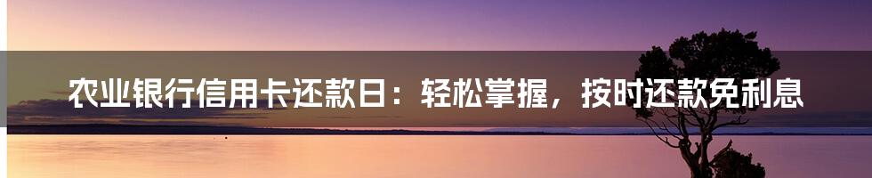 农业银行信用卡还款日：轻松掌握，按时还款免利息