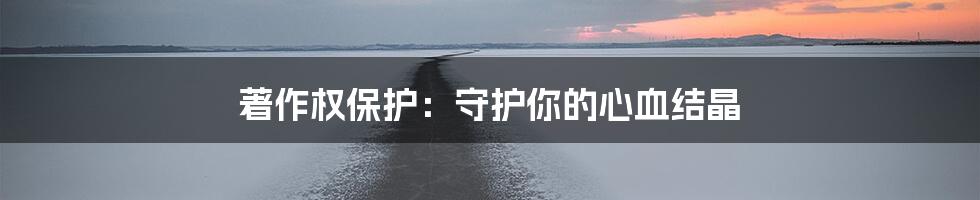 著作权保护：守护你的心血结晶