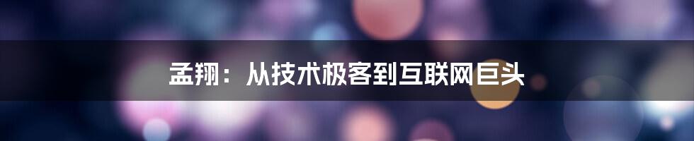 孟翔：从技术极客到互联网巨头