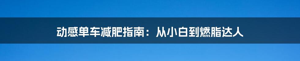 动感单车减肥指南：从小白到燃脂达人