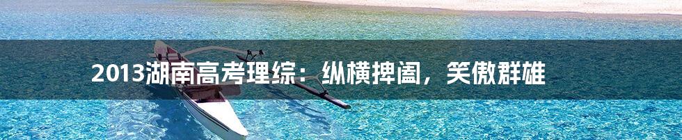 2013湖南高考理综：纵横捭阖，笑傲群雄