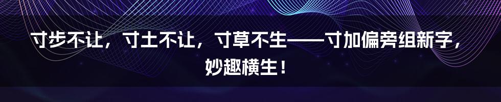 寸步不让，寸土不让，寸草不生——寸加偏旁组新字，妙趣横生！