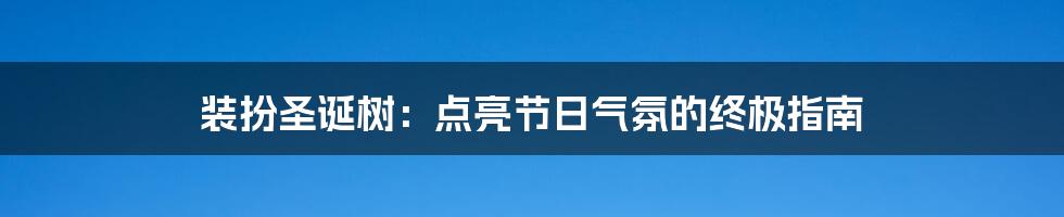 装扮圣诞树：点亮节日气氛的终极指南