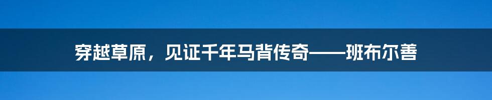 穿越草原，见证千年马背传奇——班布尔善