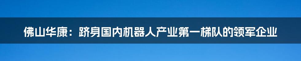 佛山华康：跻身国内机器人产业第一梯队的领军企业