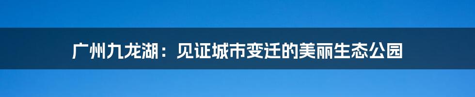 广州九龙湖：见证城市变迁的美丽生态公园