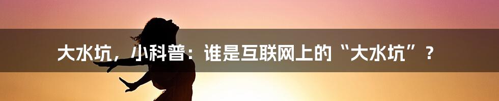 大水坑，小科普：谁是互联网上的“大水坑”？