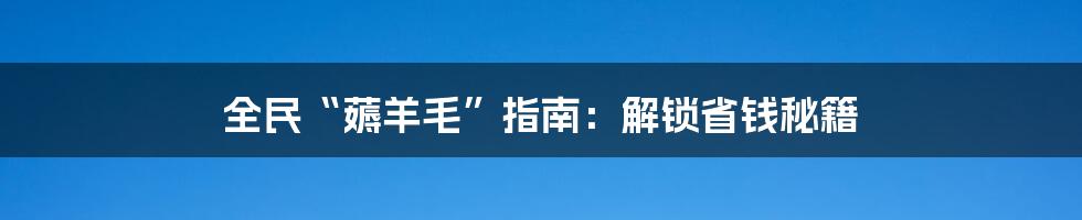 全民“薅羊毛”指南：解锁省钱秘籍