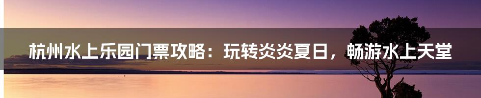 杭州水上乐园门票攻略：玩转炎炎夏日，畅游水上天堂