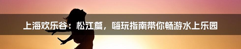 上海欢乐谷：松江篇，嗨玩指南带你畅游水上乐园