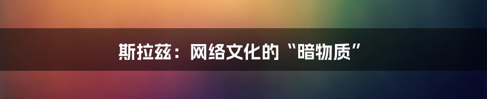 斯拉兹：网络文化的“暗物质”