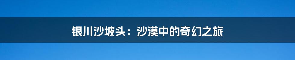 银川沙坡头：沙漠中的奇幻之旅