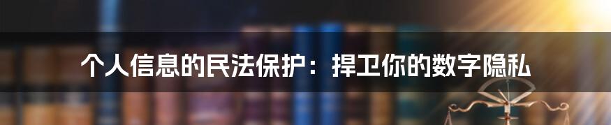 个人信息的民法保护：捍卫你的数字隐私