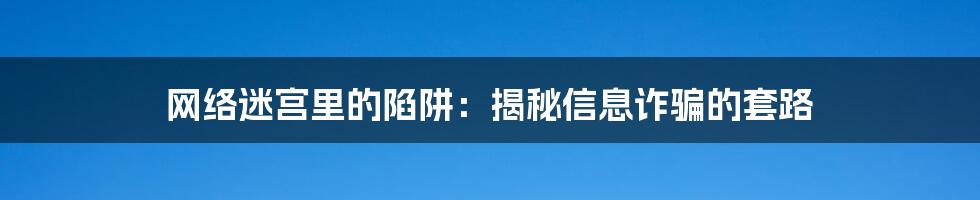 网络迷宫里的陷阱：揭秘信息诈骗的套路