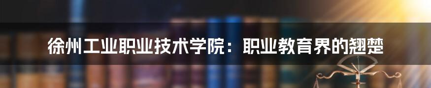 徐州工业职业技术学院：职业教育界的翘楚