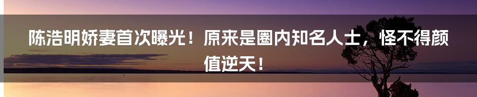 陈浩明娇妻首次曝光！原来是圈内知名人士，怪不得颜值逆天！