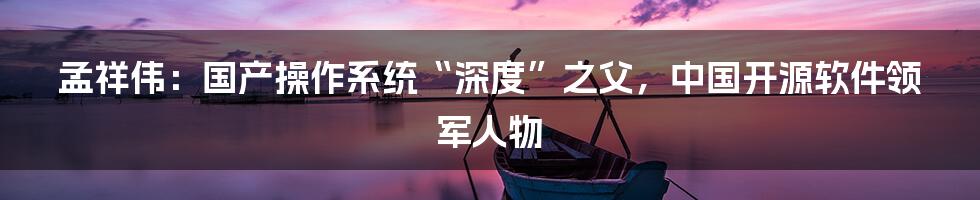 孟祥伟：国产操作系统“深度”之父，中国开源软件领军人物