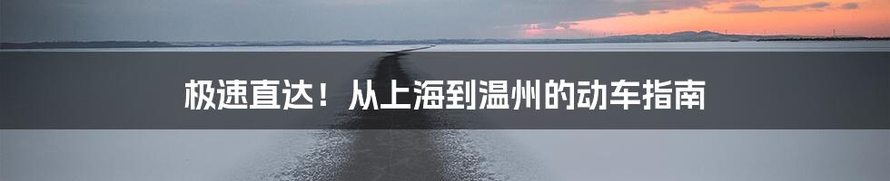 极速直达！从上海到温州的动车指南