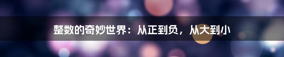 整数的奇妙世界：从正到负，从大到小