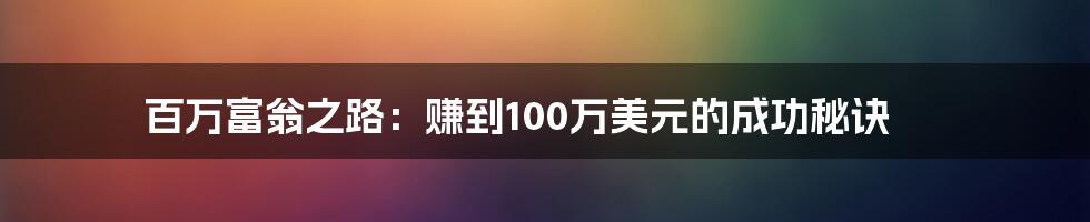 百万富翁之路：赚到100万美元的成功秘诀