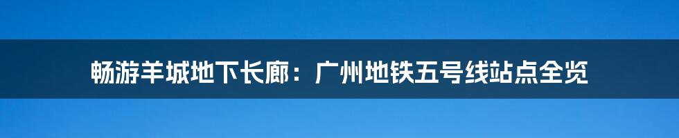 畅游羊城地下长廊：广州地铁五号线站点全览