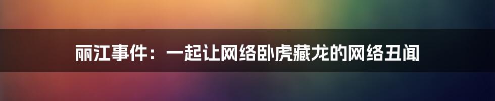 丽江事件：一起让网络卧虎藏龙的网络丑闻