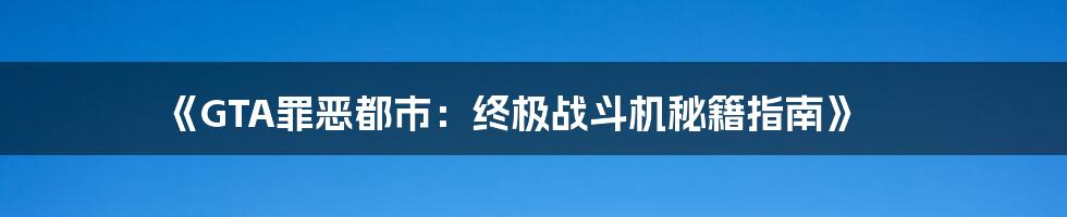 《GTA罪恶都市：终极战斗机秘籍指南》