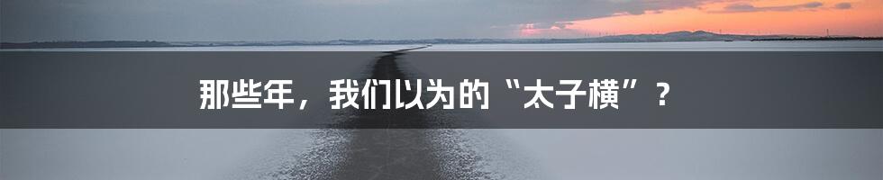 那些年，我们以为的“太子横”？