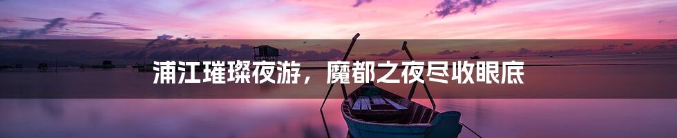 浦江璀璨夜游，魔都之夜尽收眼底