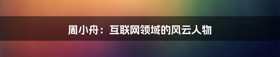 周小舟：互联网领域的风云人物