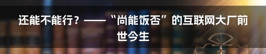 还能不能行？——“尚能饭否”的互联网大厂前世今生