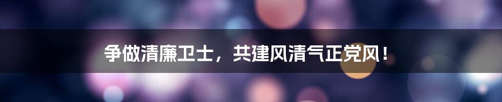 争做清廉卫士，共建风清气正党风！