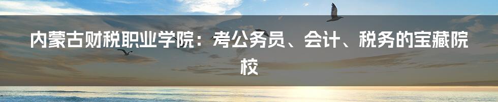 内蒙古财税职业学院：考公务员、会计、税务的宝藏院校