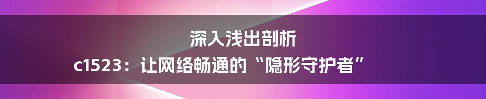 深入浅出剖析 c1523：让网络畅通的“隐形守护者”