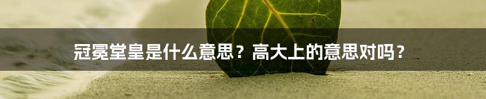 冠冕堂皇是什么意思？高大上的意思对吗？