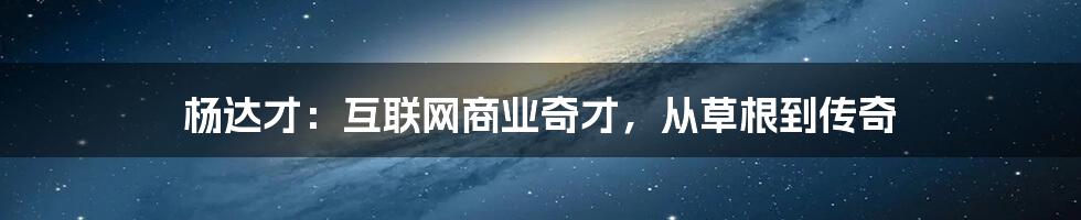 杨达才：互联网商业奇才，从草根到传奇