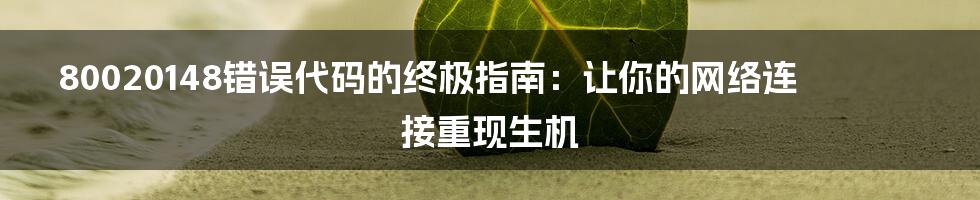 80020148错误代码的终极指南：让你的网络连接重现生机