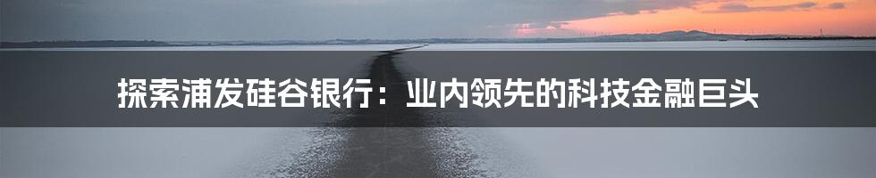 探索浦发硅谷银行：业内领先的科技金融巨头