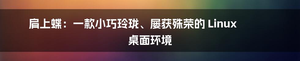 肩上蝶：一款小巧玲珑、屡获殊荣的 Linux 桌面环境