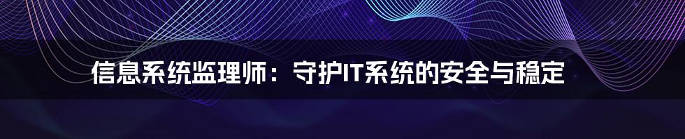 信息系统监理师：守护IT系统的安全与稳定