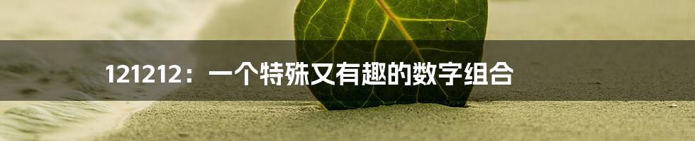 121212：一个特殊又有趣的数字组合