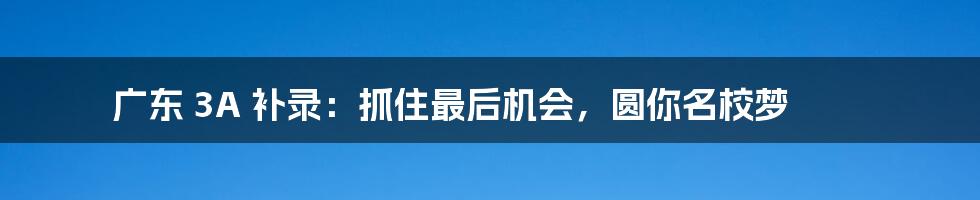 广东 3A 补录：抓住最后机会，圆你名校梦