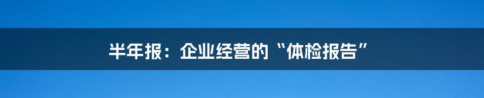 半年报：企业经营的“体检报告”